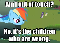 Size: 500x360 | Tagged: background pony, derpibooru import, edit, image macro, mare do well, meme, noi, out of touch, rainbow dash, safe, screencap, skinner, text, the mysterious mare do well, the simpsons
