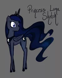 Size: 526x660 | Tagged: safe, artist:zacproductions, derpibooru import, princess luna, alicorn, pony, simple background, slim, solo, space, thin legs