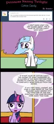 Size: 1000x2285 | Tagged: safe, artist:icesticker, derpibooru import, princess celestia, twilight sparkle, twilight sparkle (alicorn), alicorn, pony, ask princess nanny twilight, age regression, askblutia, bluetia, blutia, cewestia, comic, cute, female, filly, looking at you, mare, nom, sitting