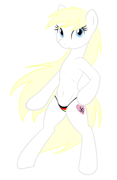 Size: 6000x9250 | Tagged: safe, derpibooru import, oc, oc:aryanne, unofficial characters only, pony, absurd resolution, belly button, bipedal, blonde, clothes, female, germany, heart, long hair, looking at you, model, nazi, panties, pose, simple background, slip, solo, standing, swastika, transparent background, underwear, vector