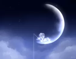 Size: 2300x1800 | Tagged: safe, artist:chiramii-chan, derpibooru import, princess luna, dreamworks, fishing, fishing rod, moon, parody, solo, tangible heavenly object