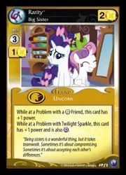 Size: 359x500 | Tagged: safe, derpibooru import, rarity, sweetie belle, canterlot nights, card, ccg, enterplay, mlp trading card game, sisters