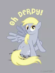 Size: 768x1024 | Tagged: safe, artist:cow41087, derpibooru import, derpy hooves, pegasus, pony, female, iron plot, mare, oh you, oh you dog, solo