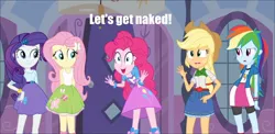 Size: 1024x499 | Tagged: suggestive, derpibooru import, applejack, fluttershy, pinkie pie, rainbow dash, rarity, twilight sparkle, equestria girls, chocolate with nuts, exploitable meme, mane six, meme, pinkie has a crazy idea, reference, spongebob squarepants