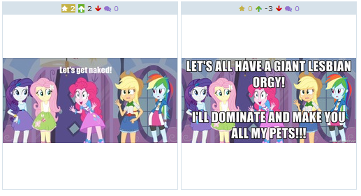 Size: 517x281 | Tagged: questionable, derpibooru import, applejack, fluttershy, pinkie pie, rainbow dash, rarity, twilight sparkle, derpibooru, equestria girls, chocolate with nuts, exploitable meme, image macro, juxtaposition, juxtaposition win, mane six, meme, meta, pinkie has a crazy idea, reference, spongebob squarepants, well that escalated quickly