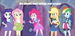 Size: 1024x499 | Tagged: safe, derpibooru import, applejack, fluttershy, pinkie pie, rainbow dash, rarity, twilight sparkle, equestria girls, exploitable meme, mane six, meme, pinkie has a crazy idea