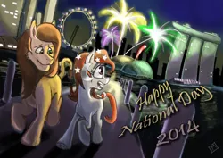 Size: 3508x2480 | Tagged: safe, artist:mysterimaan, derpibooru import, oc, oc:temmy, unofficial characters only, big cat, lion, ferris wheel, fireworks, heart eyes, looking back, national day, nation ponies, singapore