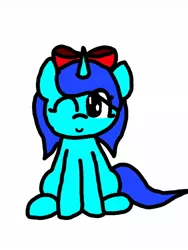 Size: 480x640 | Tagged: safe, artist:jackkoopa3ds, derpibooru import, oc, unofficial characters only, pony, unicorn, bow, digital art, quality, sitting, solo, wink