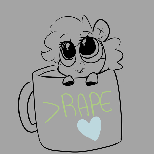 Size: 1000x1000 | Tagged: artist:mt, cup, cup of pony, derpibooru import, heart, minituffs, mlpg, mug, oc, oc:minituffs, >rape, solo, suggestive, unofficial characters only, zebra