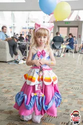 Size: 683x1024 | Tagged: 2014, artist:jimthecactus, balloon, bronycon, clothes, convention, cosplay, costume, cute, derpibooru import, dress, gala dress, human, irl, irl human, photo, pinkie pie, safe, solo, target demographic