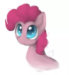 Size: 474x512 | Tagged: safe, artist:maneribbons, derpibooru import, pinkie pie, earth pony, pony, bust, female, looking up, mare, simple background, smiling, solo, white background