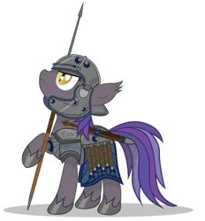 Size: 1024x1104 | Tagged: safe, artist:cxfantasy, derpibooru import, oc, unofficial characters only, bat pony, pony, armor, legionary, night guard, profile, raised hoof, request, serious, simple background, solo, spear, sword, transparent background, vector, weapon