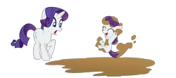 Size: 4500x2000 | Tagged: dead source, safe, artist:fabulousanddumbrock, derpibooru import, rarity, oc, oc:macoun, earth pony, pony, dirty, filly, mud, offspring, parent:big macintosh, parent:rarity, parents:rarimac, simple background, transparent background, vector