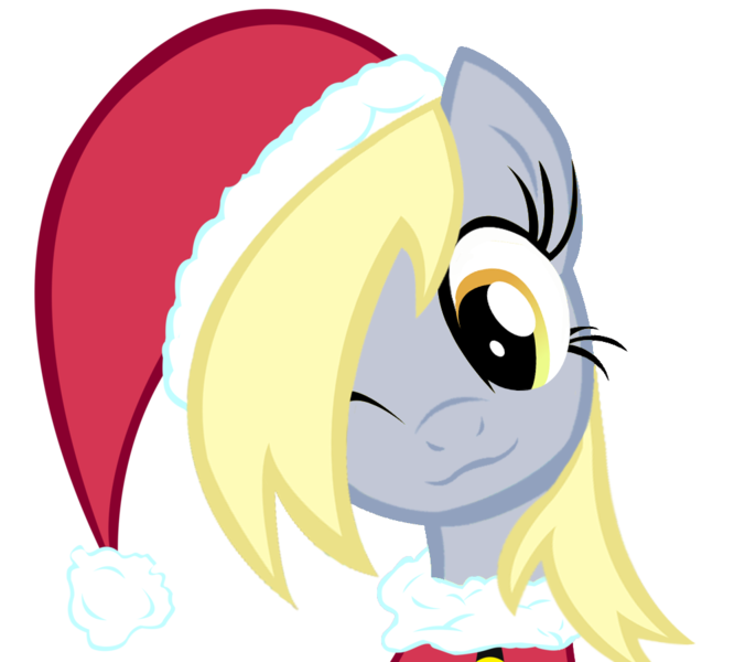 Size: 1014x900 | Tagged: safe, artist:themightysqueegee, derpibooru import, derpy hooves, pegasus, pony, christmas, christmas ponies, female, hat, mare, santa hat, solo