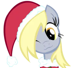 Size: 1014x900 | Tagged: safe, artist:themightysqueegee, derpibooru import, derpy hooves, pegasus, pony, christmas, christmas ponies, female, hat, mare, santa hat, solo