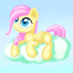 Size: 3000x3000 | Tagged: artist:1nakir1, cloud, cute, derpibooru import, female, filly, filly fluttershy, fluttershy, high res, lying, safe, shyabetes, smiling, solo, younger