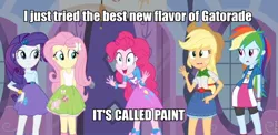 Size: 960x468 | Tagged: safe, derpibooru import, applejack, fluttershy, pinkie pie, rainbow dash, rarity, equestria girls, dennis the menace, game grumps, mane six, meme, pinkie has a crazy idea