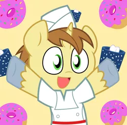 Size: 2033x2000 | Tagged: safe, artist:chainchomp2, derpibooru import, donut joe, pony, unicorn, baker, donut, food, image, male, nya, paffendorf, png, solo, stallion, vector