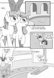 Size: 1115x1600 | Tagged: artist:fearingfun, bed, brother and sister, casual nudity, comic, comic:not so restful vacation, derpibooru import, dialogue, explicit source, female, incest, infidelity, male, monochrome, not so restful vacation, nudity, princess cadance, safe, shining armor, shiningsparkle, shipping, siblings, speech bubble, straight, twicest, twilight sparkle