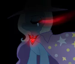 Size: 566x483 | Tagged: safe, artist:ozyako415, derpibooru import, trixie, pony, unicorn, alicorn amulet, crying, female, glowing eyes, mare, pixiv, solo