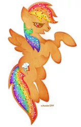 Size: 567x891 | Tagged: artist:scheadar, cookie, cookie pony, gingerbread pony, rainbow dash, safe, solo