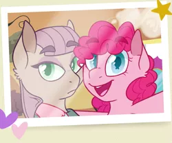 Size: 1081x899 | Tagged: artist:flower-power-love, derpibooru import, maud pie, pinkie pie, safe, smiling