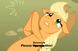 Size: 944x623 | Tagged: applejack, applepray, asking for it, derpibooru import, downvote, edit, image macro, meme, reverse psychology fail, safe