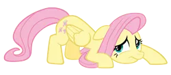 Size: 4362x1926 | Tagged: safe, artist:gretsch1962, derpibooru import, fluttershy, crouching, nervous, scared, simple background, solo, transparent background, vector