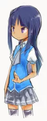 Size: 347x882 | Tagged: artist:derpiihooves, black socks, clothes, derpibooru import, human, humanized, miniskirt, necktie, safe, schoolgirl, school uniform, shirt, skinny, skirt, socks, solo, starswirl academy, starswirl academy uniform, tai saito, thigh highs, twilight sparkle, vest