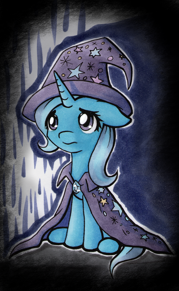 Size: 1024x1664 | Tagged: safe, artist:avialexis25, derpibooru import, trixie, pony, unicorn, female, mare, sad, solo