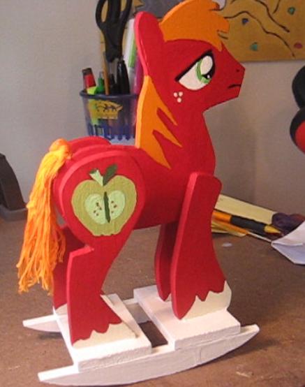 Size: 437x554 | Tagged: safe, artist:foxypony, derpibooru import, big macintosh, earth pony, pony, male, photo, rocking horse, solo, stallion