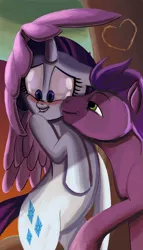 Size: 2400x4200 | Tagged: safe, artist:vtruss1, derpibooru import, rarity, oc, oc:kydose, pegasus, pony, bipedal, canon x oc, female, heart, hug, male, raridose, shipping, straight, winghug