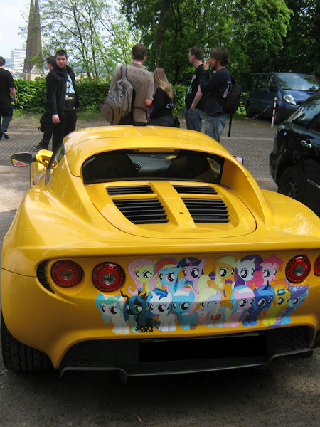 Size: 600x800 | Tagged: applejack, car, derpibooru import, derpy hooves, filly, fluttershy, lotus (car), lotus elise, photo, pinkie pie, princess celestia, princess luna, queen chrysalis, rainbow dash, rarity, safe, source needed, spitfire, trixie, twilight sparkle, vinyl scratch