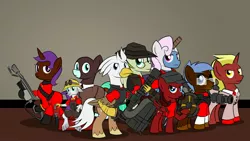 Size: 3200x1800 | Tagged: analysis anarchy, anthro, artist:xain-russell, classical hippogriff, demoman, derpibooru import, engineer, heavy weapons guy, hippogriff, josh scorcher, male, medic, oc, oc:any pony, oc:dr. wolf, oc:eliyora, oc:firebrand, oc:gibbontake, oc:ink rose, oc:phantom horn, oc:silver quill, oc:voice of reason, pyro, safe, scout, sniper, soldier, spy, team fortress 2, unofficial characters only