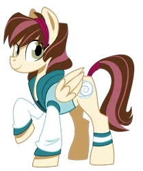 Size: 890x1065 | Tagged: artist:dbkit, clothes, crack shipping, derpibooru import, jacket, oc, oc:rosy rascal, offspring, parent:derpy hooves, parent:hoops, parents:ditzyhoops, safe, solo, tail wrap, unofficial characters only