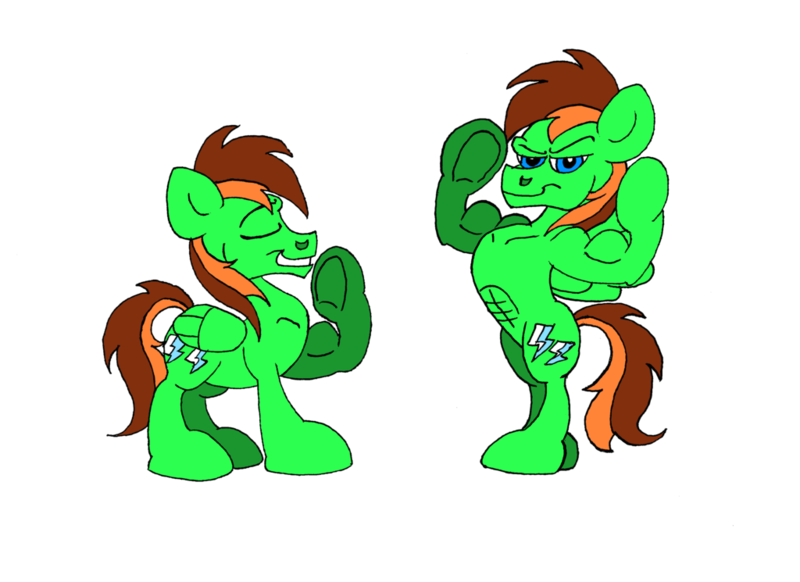 Size: 1024x745 | Tagged: safe, artist:dragonboi471, derpibooru import, oc, oc:neon streak, unofficial characters only, pony, abs, bipedal, flexing, muscles, solo