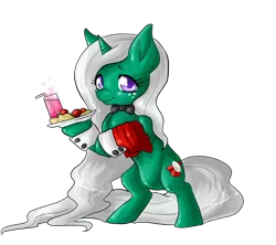 Size: 900x800 | Tagged: safe, artist:dizzywaiter, derpibooru import, oc, oc:dizzy wizzy, unofficial characters only, pony, unicorn, solo, waiter