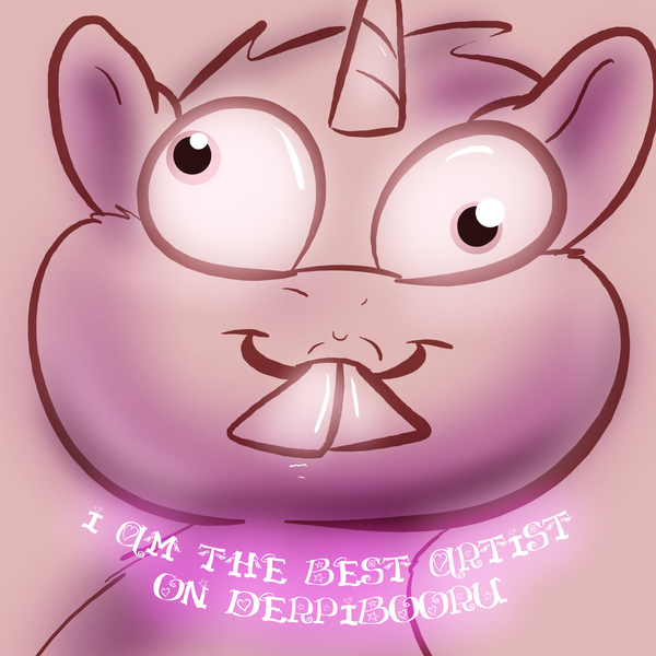 Size: 3000x3000 | Tagged: safe, artist:pikapetey, derpibooru import, pony, unicorn, derp, meta, pikapetey, smiling, solo, trolling, what the hell petey, wide eyes