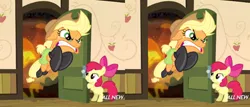Size: 514x221 | Tagged: apple bloom, apple closet, applejack, exploitable meme, fireproof boots, fuck yeah, meme, safe, somepony to watch over me
