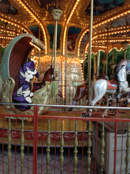 Size: 1024x1365 | Tagged: artist:cinnamonsand, carousel, derpibooru import, irl, photo, ponies in real life, rarity, safe, watermark