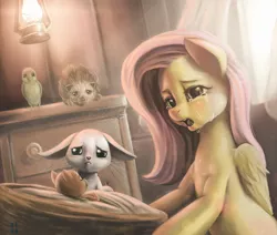 Size: 2010x1702 | Tagged: angel bunny, animal, artist:mrs1989, bird, crying, death, derpibooru import, feels, fluttershy, hedgehog, sad, safe, squirrel