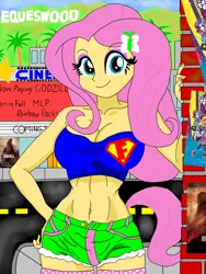 Size: 2736x3648 | Tagged: suggestive, artist:swagalicious-tony, artist:worldofdimensions, derpibooru import, fluttershy, equestria girls, belly button, breasts, busty fluttershy, cleavage, clothes, female, hollywood, midriff, shorts, solo