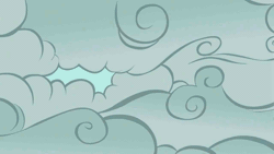 Size: 640x360 | Tagged: safe, derpibooru import, screencap, sunny rays, pegasus, pony, look before you sleep, animated, background pony, cloud, cloudy, female, flying, mare, sky, smiling, solo