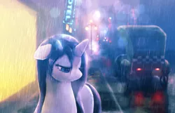 Size: 1458x938 | Tagged: artist:apricolor, derpibooru import, floppy ears, manehattan, night, rain, rarity, rarity takes manehattan, sad, safe, scene interpretation, solo, taxi, wet, wet mane, wet mane rarity