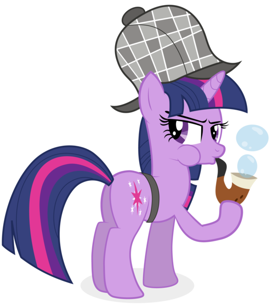 Size: 2000x2222 | Tagged: safe, artist:ahumeniy, derpibooru import, twilight sparkle, pony, unicorn, mmmystery on the friendship express, blowing bubbles, bubble pipe, deerstalker, detective, female, hat, mare, pipe, puffy cheeks, simple background, solo, transparent background, unicorn twilight, vector