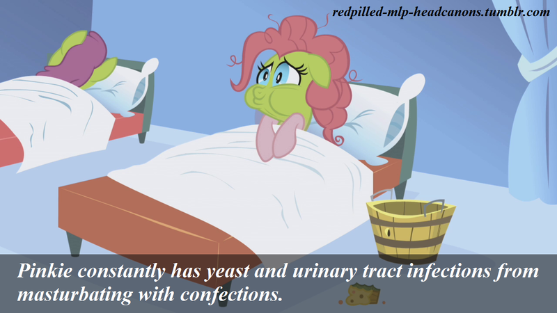 Size: 1280x720 | Tagged: derpibooru import, headcanon, meta, pinkie pie, questionable, redpilled-mlp-headcanons