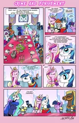 Size: 792x1224 | Tagged: safe, artist:henbe, derpibooru import, duchess of maretonia, duke of maretonia, haakim, princess cadance, princess celestia, princess luna, shining armor, twilight sparkle, twilight sparkle (alicorn), alicorn, pony, saddle arabian, comic, equestria games, female, mare