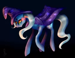 Size: 900x700 | Tagged: safe, artist:saoiirse, derpibooru import, trixie, pony, unicorn, corrupted, elements of power, evil, female, glowing eyes, mare, solo, sombra eyes