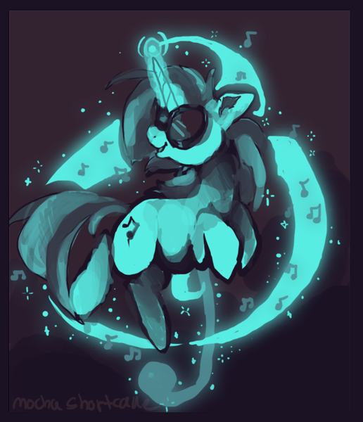 Size: 600x698 | Tagged: artist:mocha-shortcake, derpibooru import, limited palette, magic, safe, solo, vinyl scratch