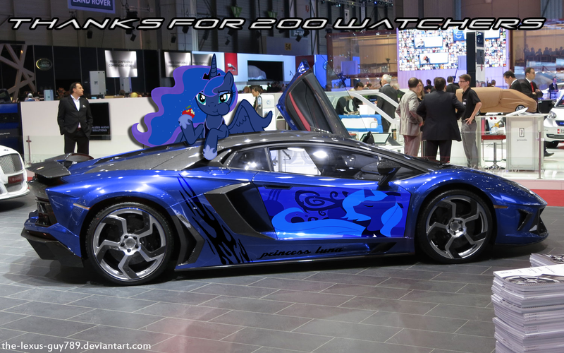 Size: 1500x938 | Tagged: artist:chevrolet-evilimpala, car, derpibooru import, irl, itasha, lamborghini, lamborghini aventador, photo, princess luna, safe